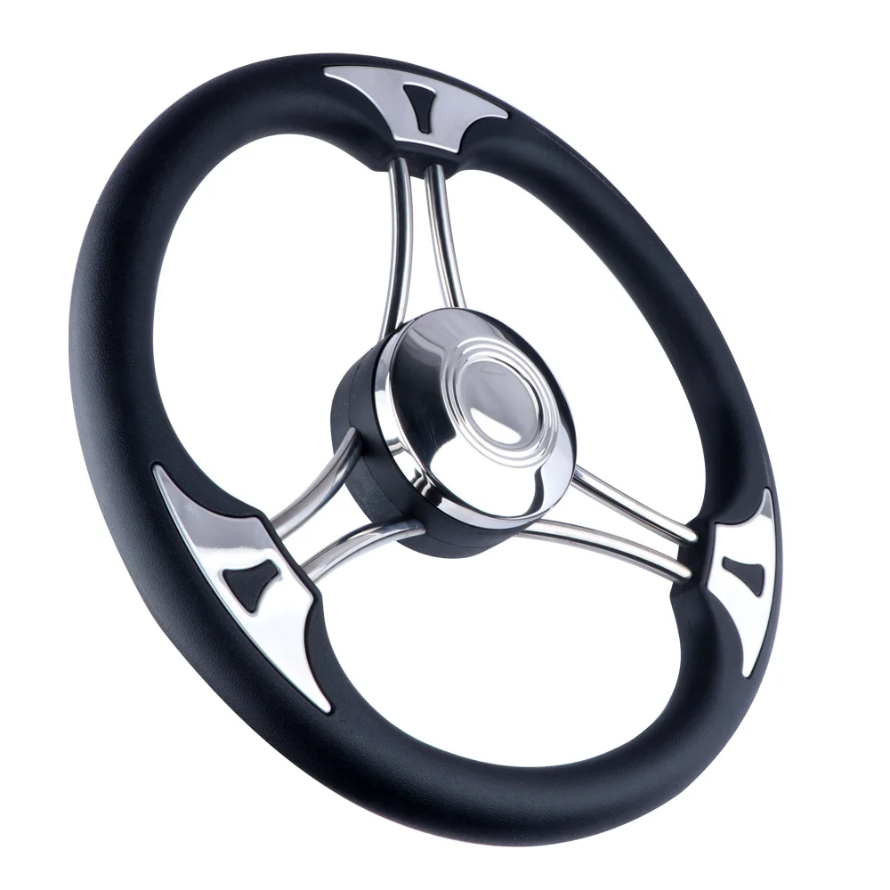 Fishing Boat Steering Wheel - ステンレス製の海洋ステアリングホイール,ボートアクセサリー,快適な黒のフォームグリップ,高品質