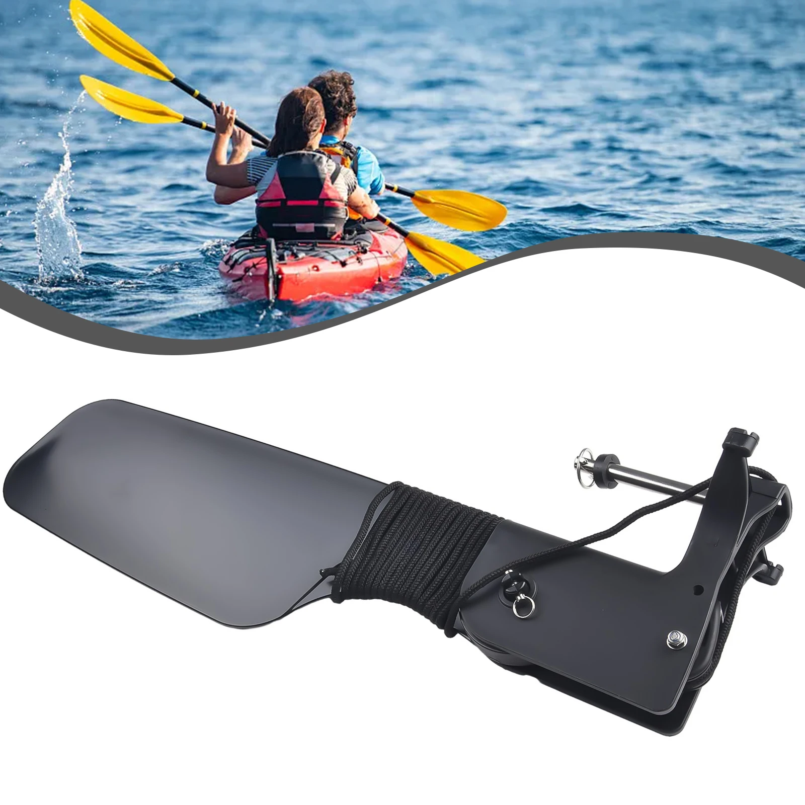 Fishing Boat Steering Wheel - カヤック用ビッグテールラダー、プーリー付き、カヌーとフィッシングボートに対応、スムーズな船舶操作のためのステアリングコントロール