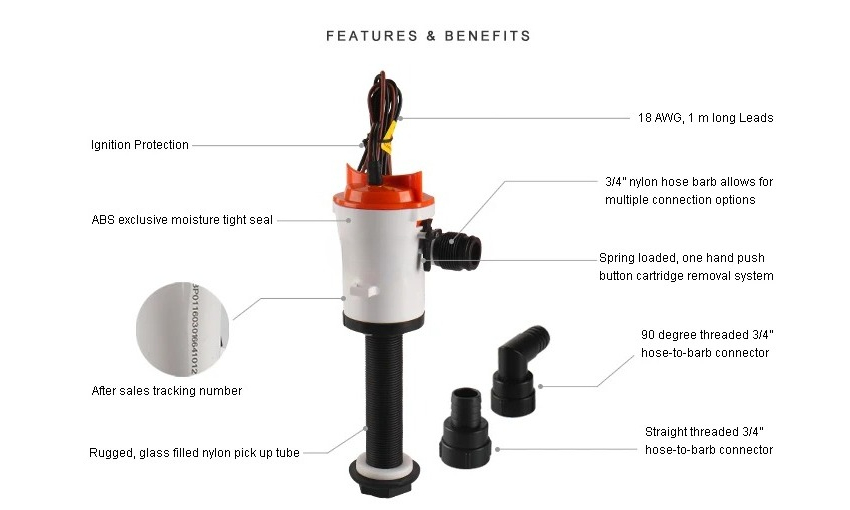 Seaflo 12V DC 350GPH 水槽用水中ポンプ、 - Fishing Boat Bilge Pump のレビューと価格